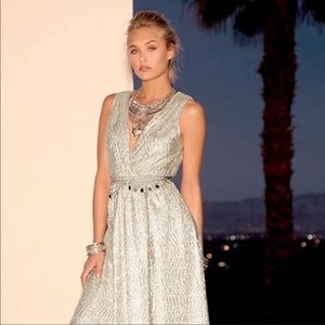 Lulus All That Shimmers Is Gold Maxi Dress SZ M